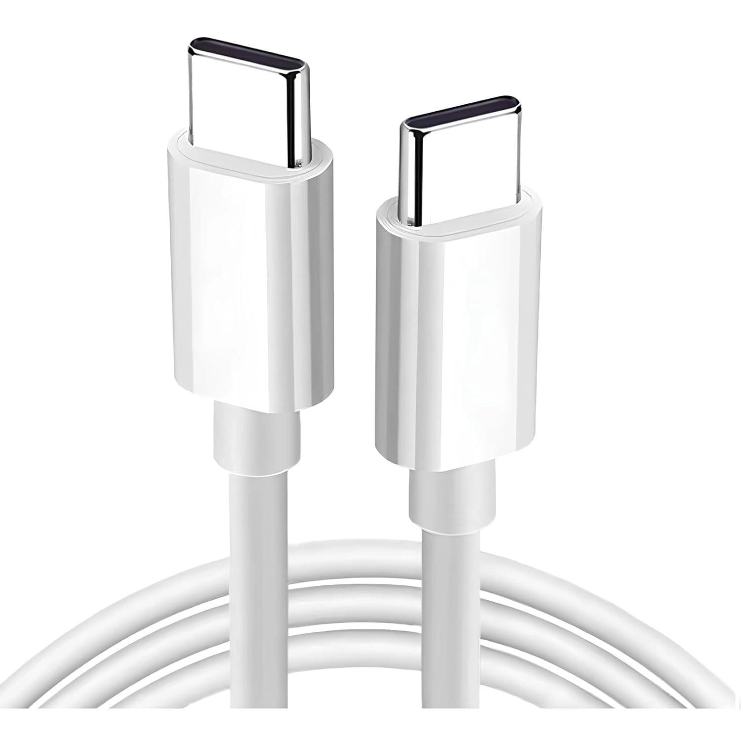 Type C to Type C Hızlı Şarj ve Data Transfer Özellikli Şarj Kablosu, 60 W Çift Taraflı USB C Kablo, Yüksek Kaliteli Malzeme 1 Metre/Beyaz