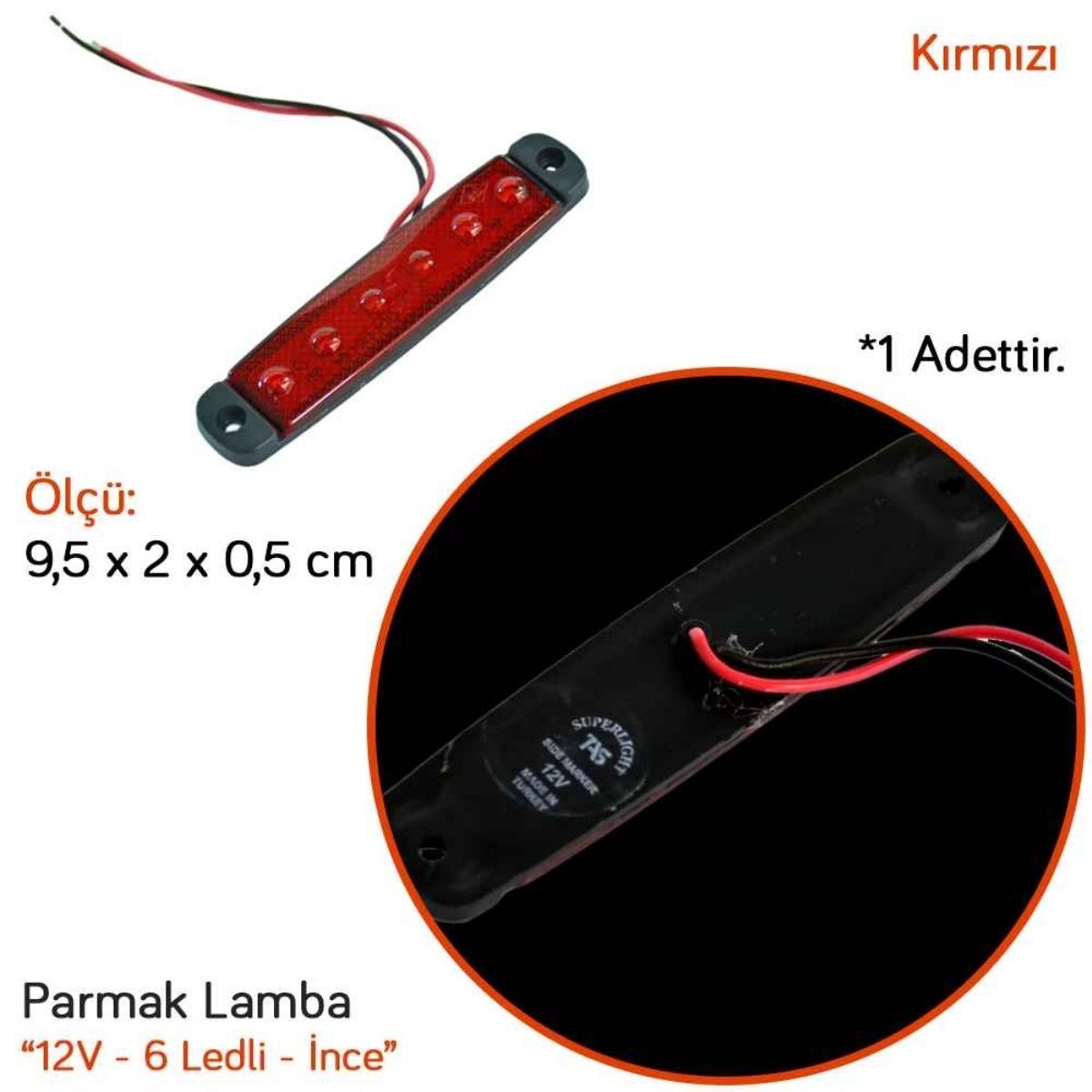 6 LEDLİ DORSE LAMBA KIRMIZI