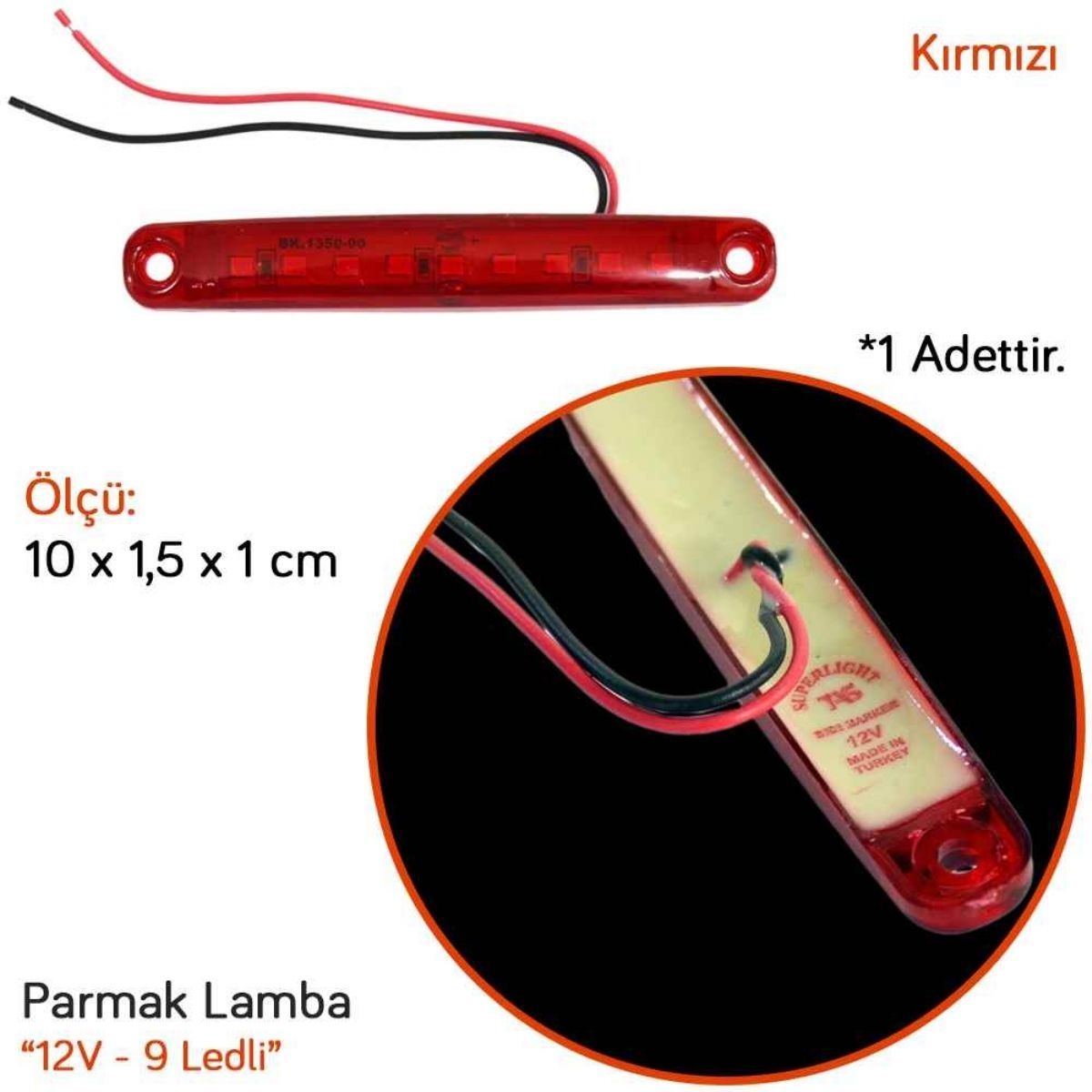 9 LEDLİ DORSE LAMBA KIRMIZI