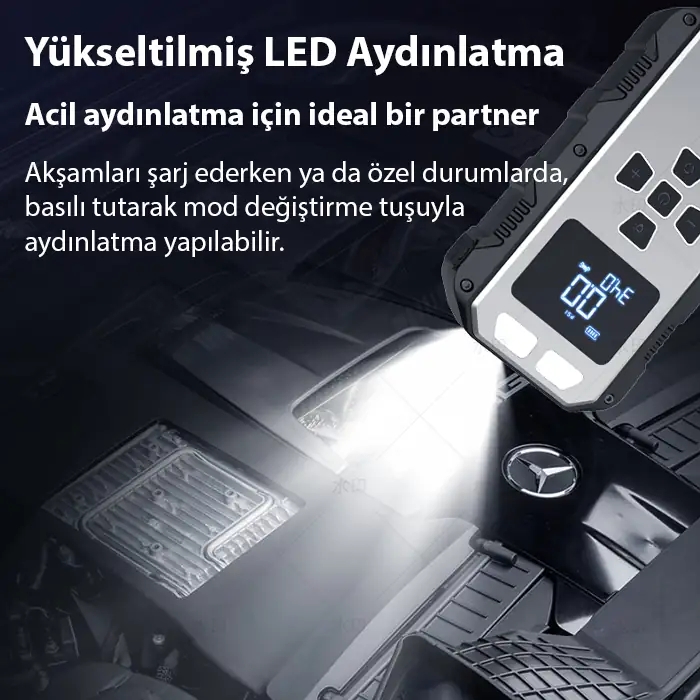 4 in1 Lastik Sisirme Pompası, Powerbank Ve Starter Akü Takviye cihazı