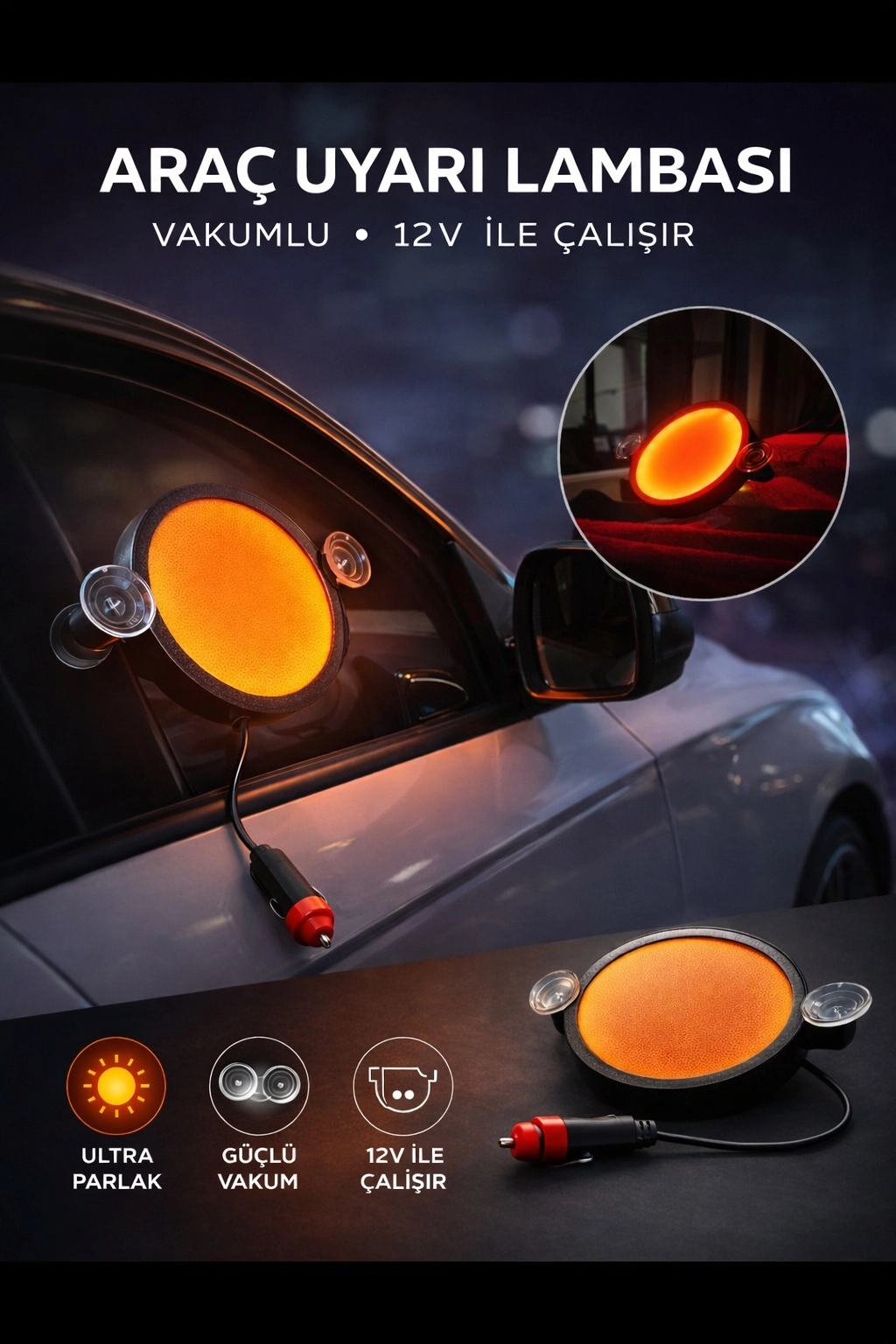 YENİ TİP HELPHOS PROJEKTÖR VANTUZLU CAM PROJEKTÖR TURUNCU LEDLİ