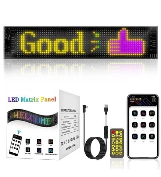 Matrix Led Panel Cama Yapışan Telefon Kontrollü Led Ekran Panel Küçük Boy 11x16cm