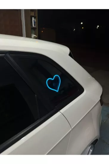 Araç İçi Vantuzlu Neon Led Dekor Kalp (12v Işıklı)