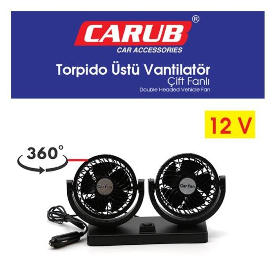 CARUB Vantilatör 12V Torpido üstü İki Fan Ayarlı 6400607