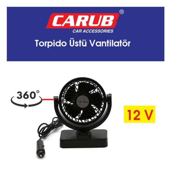 CARUB Vantilatör 12V Torpido Üstü Tekli Fan Ayarlı 6400608