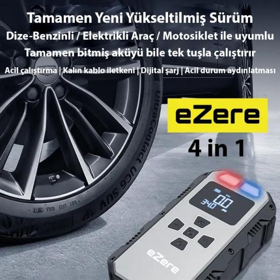 4 In1 Lastik Sisirme Pompası ve Starter Akü Takviye Seti 8000MAH 5 Amper Güç