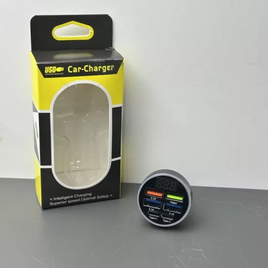 VOLTMETRE GÖSTERGELİ ÇAKMAKLIK ŞARJ 4 USB 2 TYPE-C